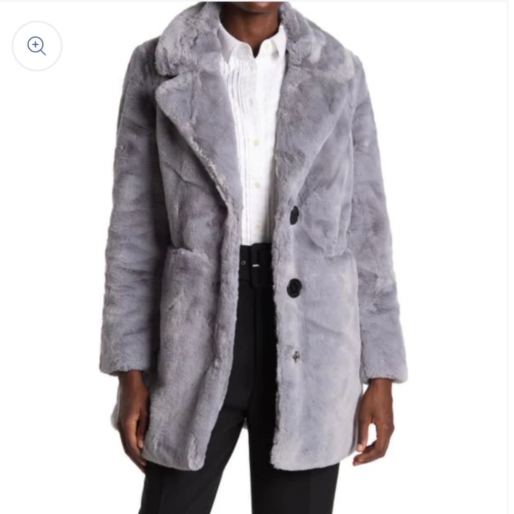 Sam Edelman Dust Blue Faux Fur Coat